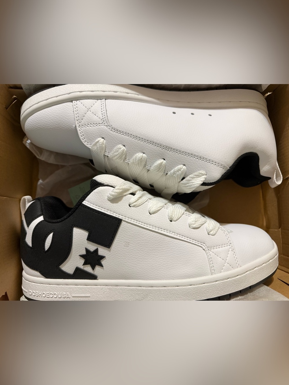 DC Court Graffik - White and Black Low-Top Skate Sneakers